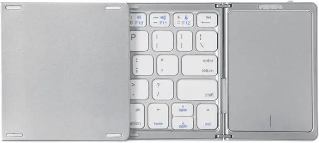 Alt view image 7 of 7 - Foldable Bluetooth Wireless Keyboard, Ultra-Slim Portable Design, Silver