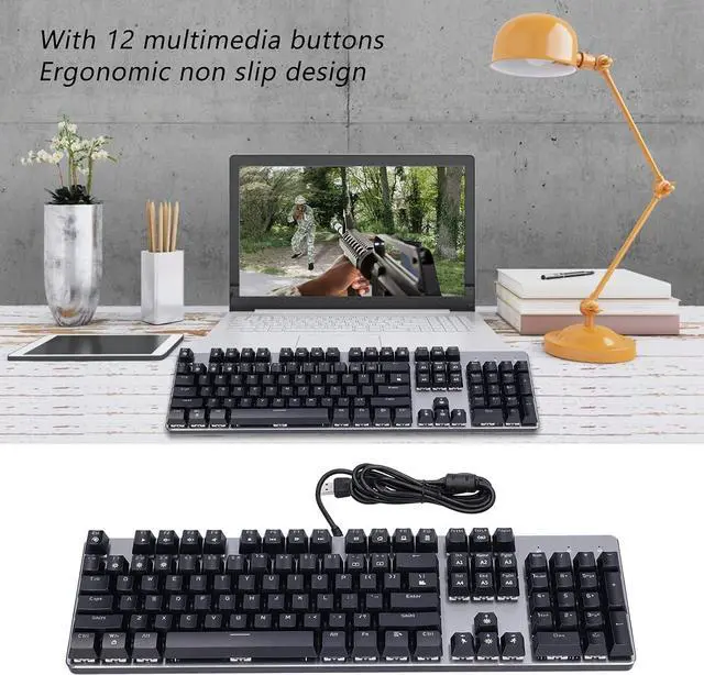 Alt view image 4 of 5 - Keyboard Mechanical 104 Keys Gaming Key Keyboard Non Slip for Laptops
