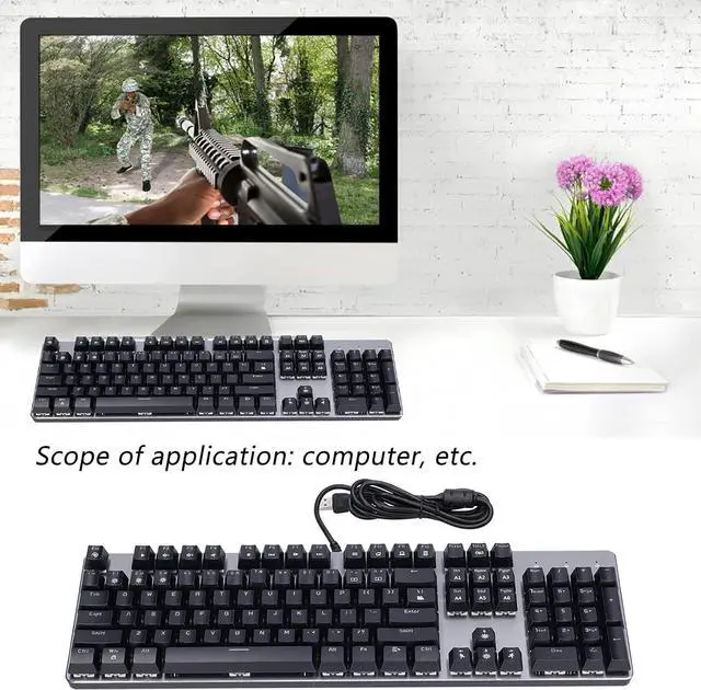 Alt view image 3 of 5 - Keyboard Mechanical 104 Keys Gaming Key Keyboard Non Slip for Laptops