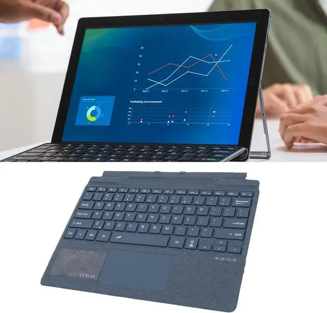 Alt view image 3 of 7 - Gugxiom Keyboard for Pro 11/10/9/8/X, 7 Color RGB Backlit, Ultra Slim Wireless Keyboard with Touchpad and Pen Holder, Rechargeable Battery (Blue)