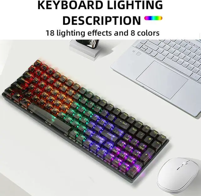 Alt view image 2 of 7 - Yoidesu Gaming Keyboard, 100 Key Mechanical RGB Keyboard Backlit Keyboard with Blue Switches and Hot Swappable Design for PC Laptop Gamers and Typists