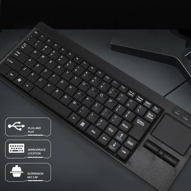 Alt view image 2 of 7 - Focket IP68 Water Wired Keyboard, 20000 Uses Lifespan Thin Mini Keyboard with Touchpad, USB Hub for Industrial Use, ABS Material, Convenient