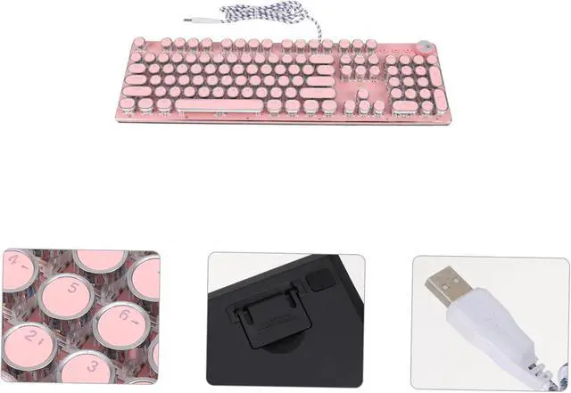 Alt view image 6 of 7 - Happyyami Retro Punk Cherry Blossom Mechanical Keyboard for Laptop Lightweight Design Ergonomic Keys for