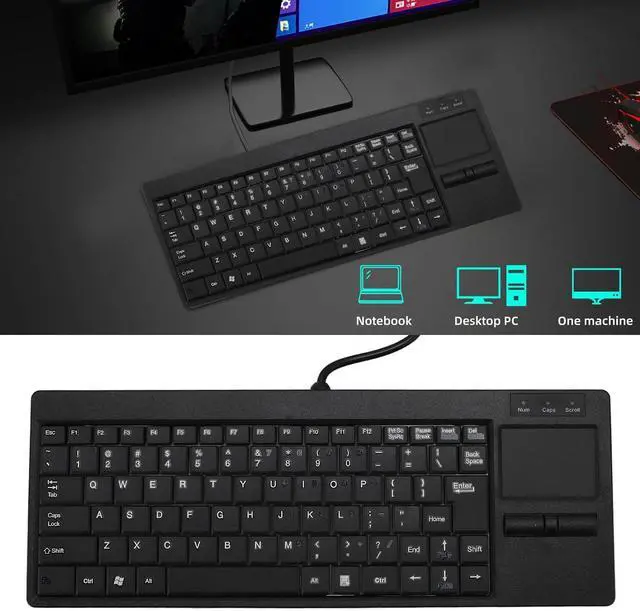 Alt view image 6 of 7 - Focket IP68 Water Wired Keyboard, 20000 Uses Lifespan Thin Mini Keyboard with Touchpad, USB Hub for Industrial Use, ABS Material, Convenient