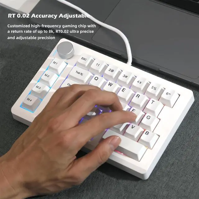 Alt view image 7 of 7 - HE33 Magnetic Switch Rapid Trigger RGB Gaming Keyboard,One Handed Hall Effect Hot Swap Mechanical Keyboard Custom Adjustable Actuation Wired E-Sports Macro Keypad with Knob
