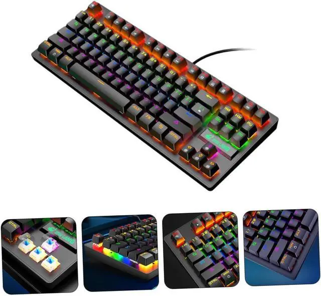 Alt view image 2 of 7 - Homoyoyo 1pc Punk Mechanical Gaming Keyboard Keys Rainbow Backlit Ergonomic Design for Office and Laptop Use USB Wired for Enhanced Performance