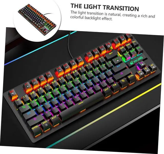 Alt view image 5 of 7 - Homoyoyo 1pc Punk Mechanical Gaming Keyboard Keys Rainbow Backlit Ergonomic Design for Office and Laptop Use USB Wired for Enhanced Performance