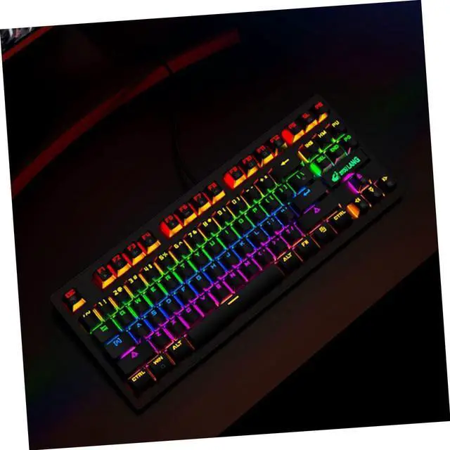 Alt view image 7 of 7 - Homoyoyo 1pc Punk Mechanical Gaming Keyboard Keys Rainbow Backlit Ergonomic Design for Office and Laptop Use USB Wired for Enhanced Performance