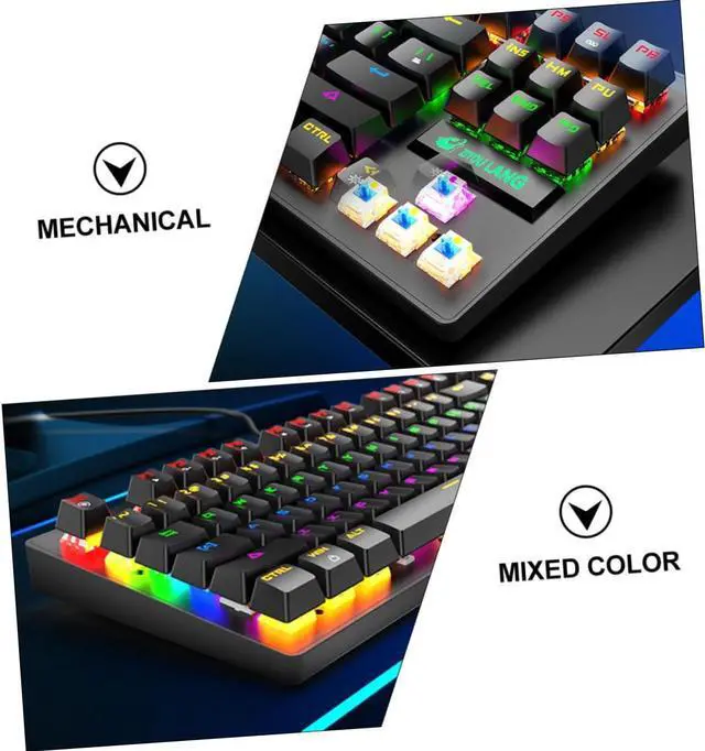 Alt view image 4 of 7 - Homoyoyo 1pc Punk Mechanical Gaming Keyboard Keys Rainbow Backlit Ergonomic Design for Office and Laptop Use USB Wired for Enhanced Performance