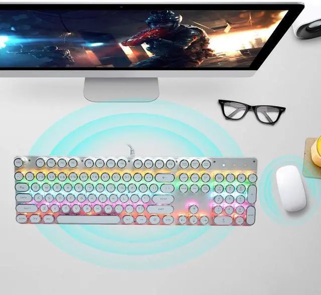 Alt view image 3 of 7 - Socobeta Mechanical Keyboard Portable Gaming Replacement Keyboard with Retro Round Cap for Computer