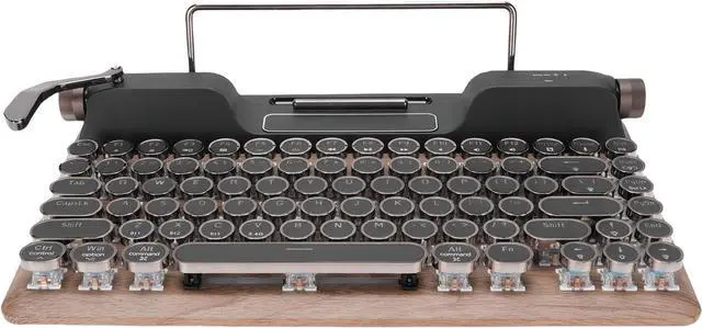 Main image of Asixxsix Retro Typewriter Mechanical Gaming Keyboard, Bluetooth 5.0 Blue Switches Computer Keyboards, 84 Key RGB Backlight Retro Mechanical Keyboard, Punk Round Keycap