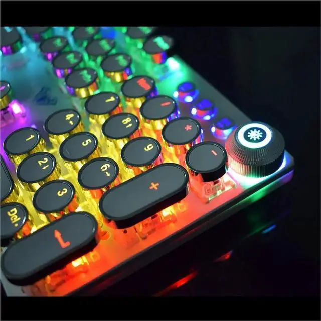 Alt view image 4 of 7 - Gaming Mechanical Keyboard Retro Square Glowing Keycaps Backlit USB Wired 104 Anti-ghosting Gaming Keyboard for PC Laptop(White to Blue Switch)