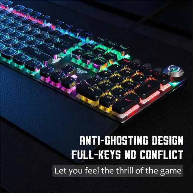 Alt view image 6 of 7 - Gaming Mechanical Keyboard Retro Square Glowing Keycaps Backlit USB Wired 104 Anti-ghosting Gaming Keyboard for PC Laptop(White to Blue Switch)