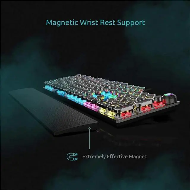 Alt view image 7 of 7 - Gaming Mechanical Keyboard Retro Square Glowing Keycaps Backlit USB Wired 104 Anti-ghosting Gaming Keyboard for PC Laptop(White to Blue Switch)