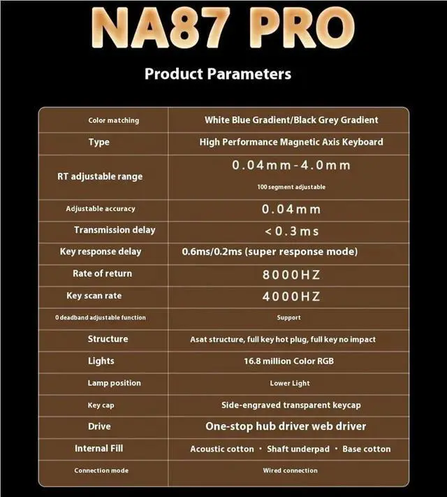 Alt view image 6 of 6 - Magnetic Switch Mechanical Keyboard NA87 Pro 8000hz Wired Keyboard Hot Swap Gaming Keyboard Custom Accessories(NA87 MAG White)