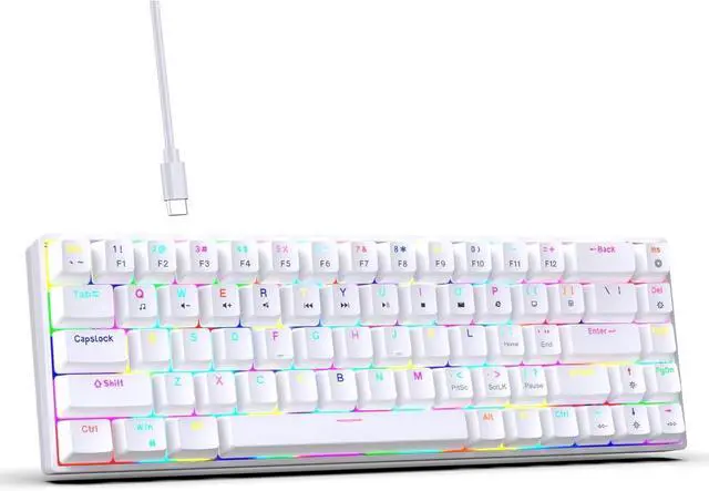 Main image of Cuifati 68 Keys Wired Mechanical Keyboard, RGB Backlit Gaming Keyboard Hot Swappable, Wired Computer Keyboard for Desktop and Laptop Computers 19 RGB Backlight Modes (White)