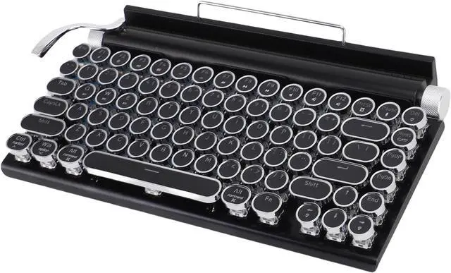 Main image of Yoidesu Retro Typewriter Mechanical Gaming Keyboard, Vintage Style Computer Keyboard with Round Keycaps, Wireless Bluetooth and Wired 2.4G, RGB Backlight, for PC Laptop Tablet Phone (Black)