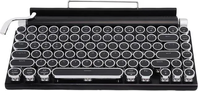 Main image of Asixxsix Retro Typewriter Mechanical Gaming Keyboard, Wireless Bluetooth Retro Mechanical Keyboard LED Backlight, Vintage Style Computer Keyboard with Round Keycaps (Black)
