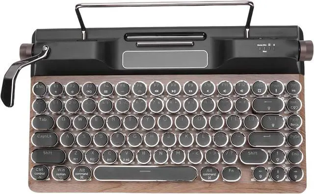 Main image of Zopsc Retro Typewriter Mechanical Keyboard, 84 Key RGB Backlit Bluetooth Wired Keyboard with Blue Switches & Leather Wrist Rest for PC Tablet