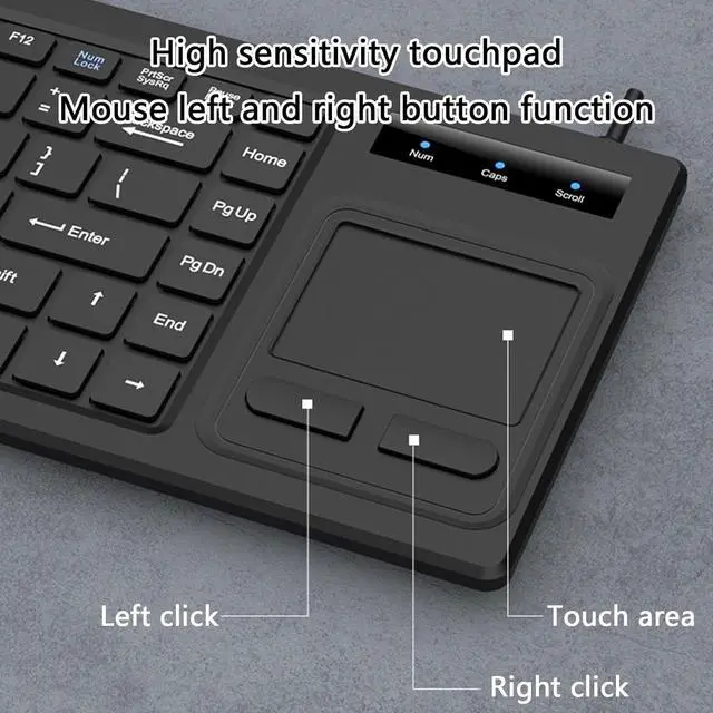 Alt view image 6 of 7 - Ergonomic Industrial USB Keyboards with Responsive Touchpads for Automation Systems