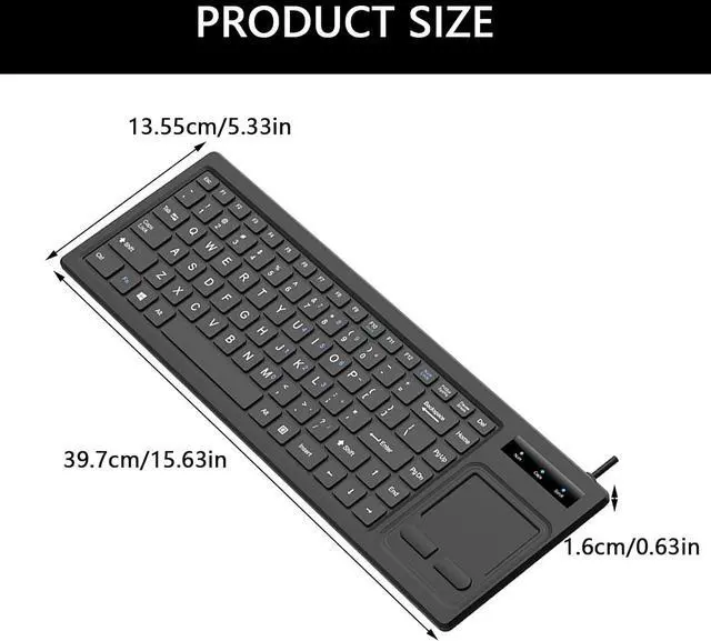 Alt view image 5 of 7 - Ergonomic Industrial USB Keyboards with Responsive Touchpads for Automation Systems