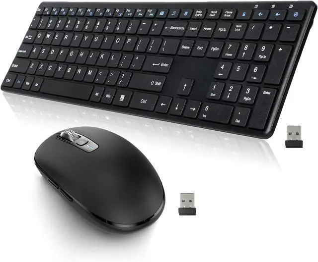 Main image of Wireless Keyboard USB Silent Ultra Slim Full Size Keyboard with Number Pad+Wireless Bluetooth Mouse-2 Batteries,Multi Device Ergo Full Size Mouses-big Hand,4-Way Super Scrolling,± 3000 DPI,10 Buttons