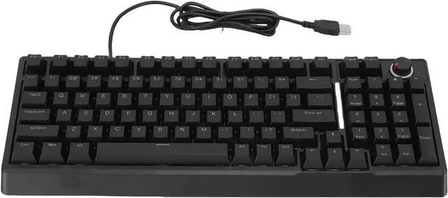 Main image of Wired Keyboard, RGB Mechanical Keyboard with 98 Keys, Wired Gaming Keyboard with Knob, Low Noise, Plug and Play, Ergonomic Keyboards for Gaming Business Work PC
