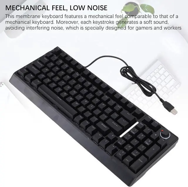 Alt view image 5 of 7 - Wired Keyboard, RGB Mechanical Keyboard with 98 Keys, Wired Gaming Keyboard with Knob, Low Noise, Plug and Play, Ergonomic Keyboards for Gaming Business Work PC