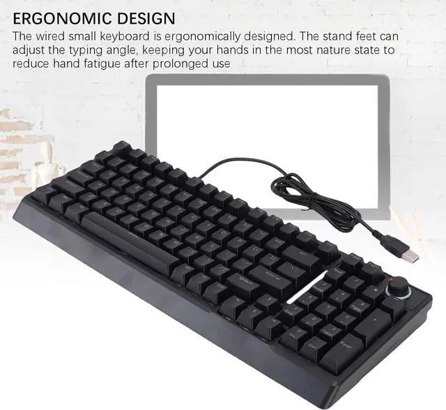 Alt view image 6 of 7 - Wired Keyboard, RGB Mechanical Keyboard with 98 Keys, Wired Gaming Keyboard with Knob, Low Noise, Plug and Play, Ergonomic Keyboards for Gaming Business Work PC