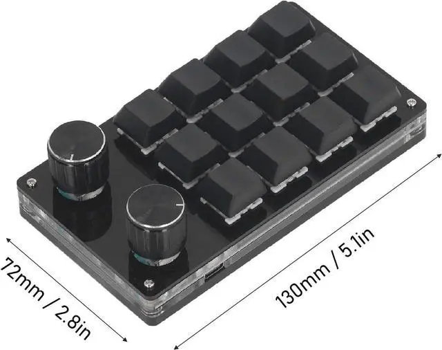 Alt view image 3 of 7 - Macro Mechanical Gaming Keyboard 12 Keys 2 Knobs Programmable Wired Keyboard with Red Switch for Windows Linux OS X ABS Acrylic Metal 72x130mm