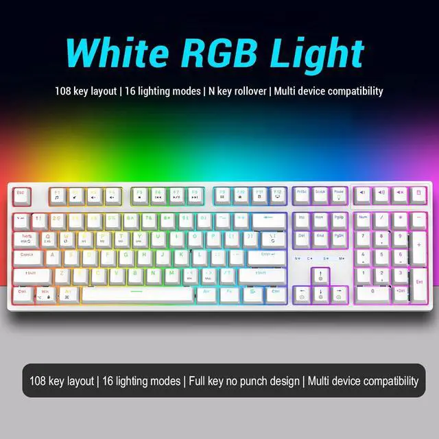 Alt view image 3 of 7 - Cuifati 108 Keys Wireless Mechanical Keyboard, BT5.0 2.4GHz Type C Wired Gaming Keyboard with Red Switch, Hot Swap Keyboard for Computer 16 RGB Llighting Effects