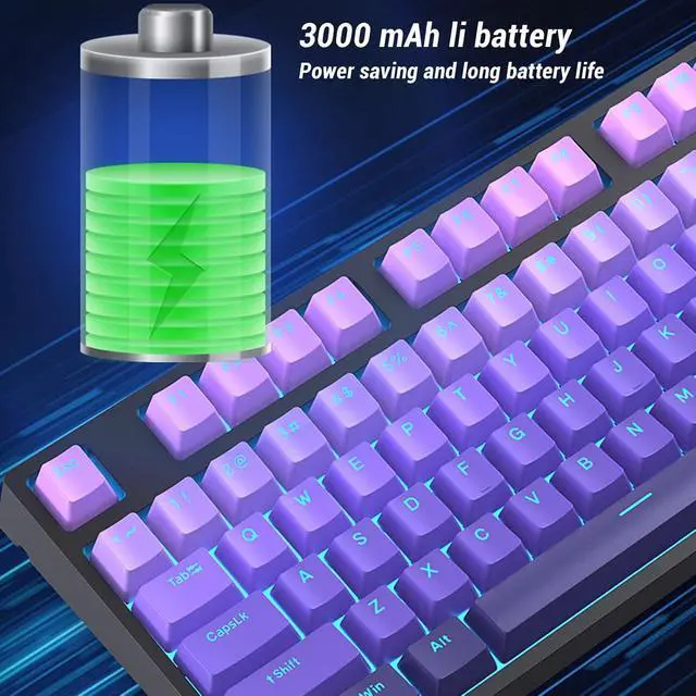 Alt view image 4 of 7 - Cuifati 108 Keys Wireless Mechanical Keyboard, BT5.0 2.4GHz Type C Wired Gaming Keyboard with Red Switch, Hot Swap Keyboard for Computer 16 RGB Llighting Effects