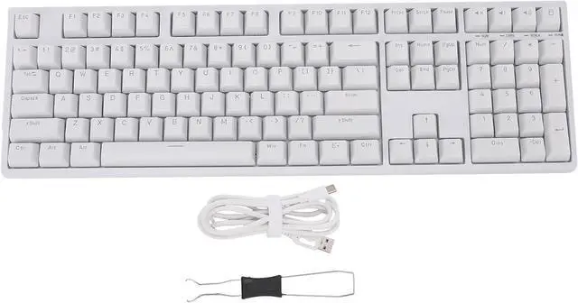 Alt view image 7 of 7 - CUIFATI 108 Keys Wireless Mechanical Keyboard, USB C Wired BT 5.0 2.4Ghz Wireless Gaming Keyboard with Blue LED Backlit, Computer Keyboard Hot Swappable, for Desktop Laptop (White)