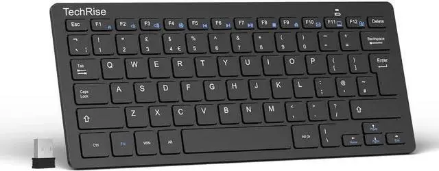 Main image of 2.4G Wireless Keyboard - Mini Compact Keyboard with Media Hotkeys, 12-Month Battery Life, Compatible with PC, Desktop, Laptop, Smart TV - Black