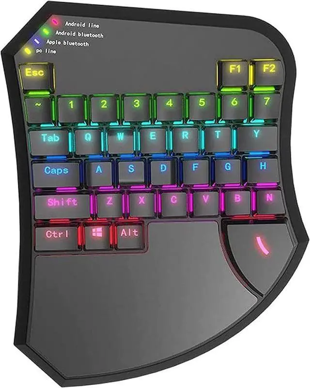 Alt view image 3 of 3 - Portable Mini Mechanical Gaming Keyboard, Small One-Hand Control, with Feel Wide Hand Rest for Computer Game Playing Black