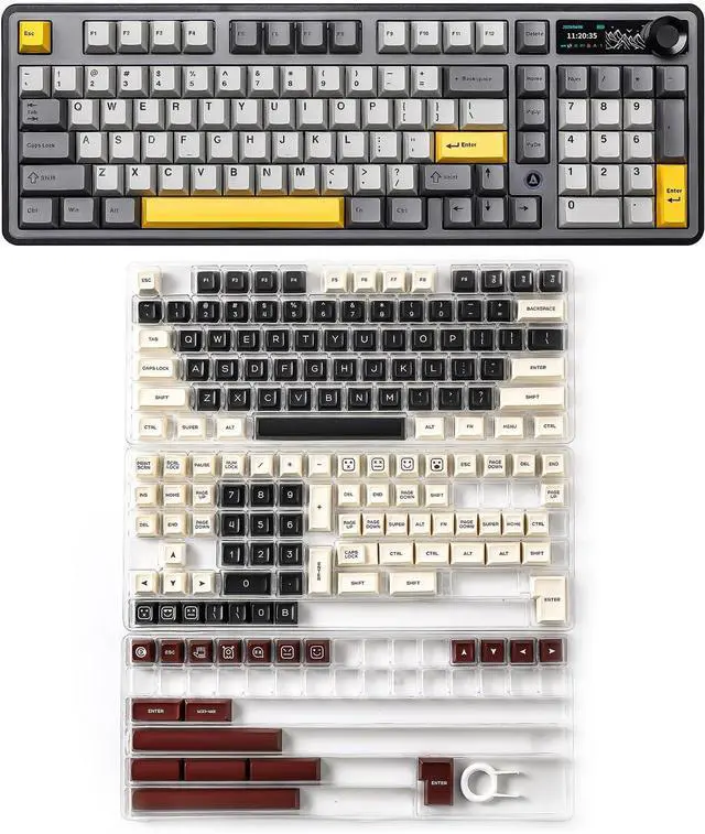 Main image of AJAZZ AK980 Wireless Keyboard with Smart Display & Knob,MIKIBYSA Keycaps- Double Shot PBT Custom Keycap Set