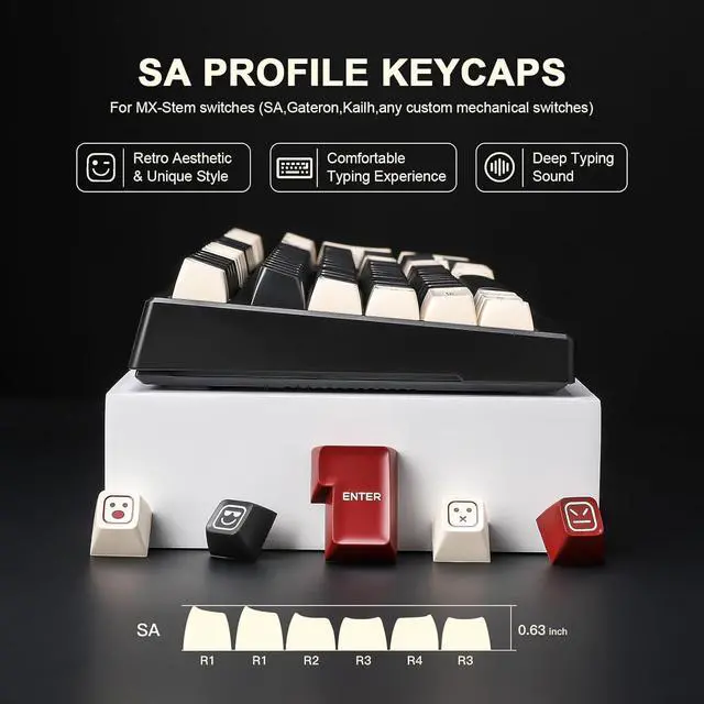 Alt view image 7 of 7 - AJAZZ AK980 Wireless Keyboard with Smart Display & Knob,MIKIBYSA Keycaps- Double Shot PBT Custom Keycap Set