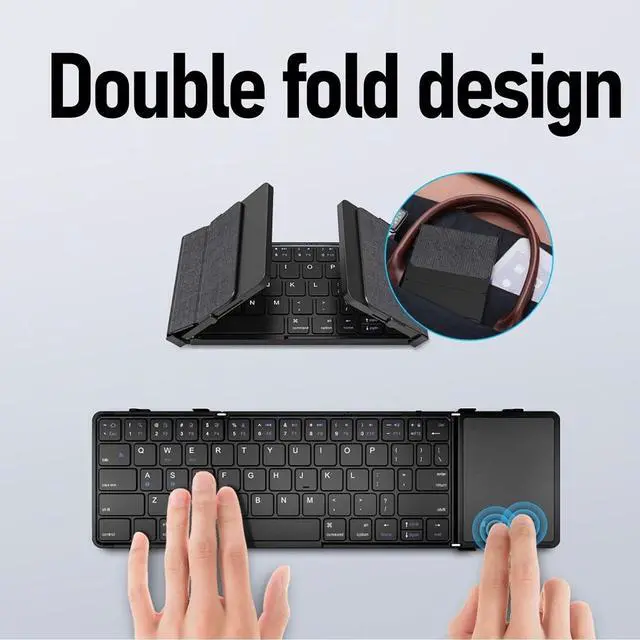 Alt view image 2 of 7 - ASHATA Portable BT Folding Keyboard Foldable Keyboard Rechargeable Wireless Keyboard for Travel Business Trips with 10m Range 3-Device Sync 5-Month Battery 12 Hotkeys