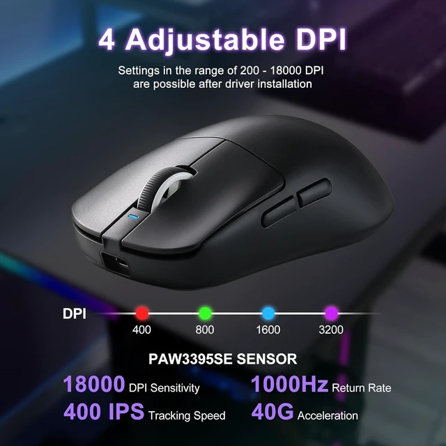 Alt view image 3 of 7 - ATK R1 SE+ Wireless Gaming Mouse, 18000 DPI,Tri-Mode Mouse(Black)