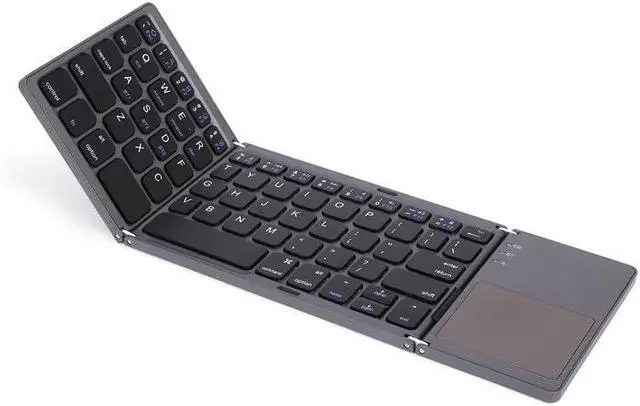 Main image of Foldable Bluetooth Keyboard, Pocket Size Portable Mini BT Wireless Keyboard with Touchpad for Android, Windows, PC, Tablet, with Rechargeable Li-ion Battery_20 x 10 x 3 cm - Grey