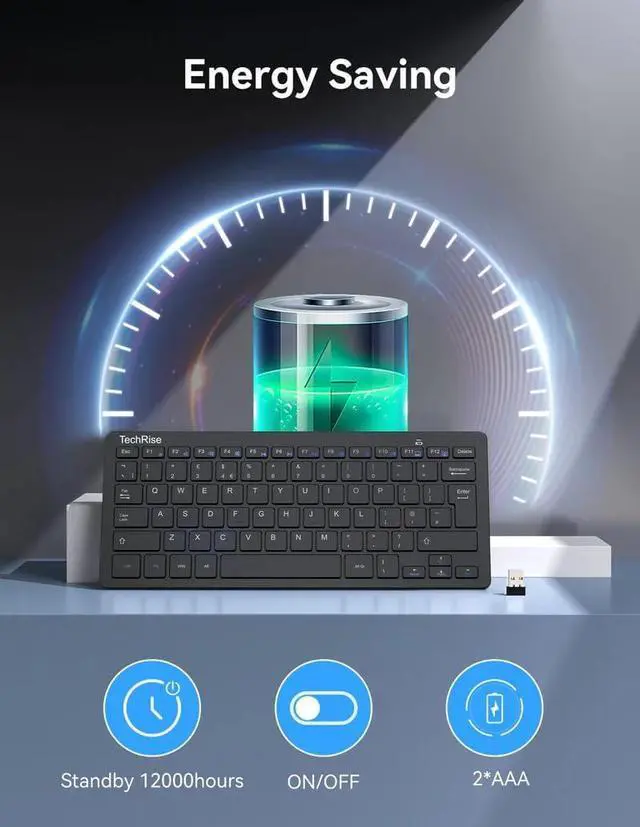 Alt view image 2 of 5 - 2.4G Wireless Keyboard - Mini Compact Keyboard with Media Hotkeys, 12-Month Battery Life, Compatible with PC, Desktop, Laptop, Smart TV - Black