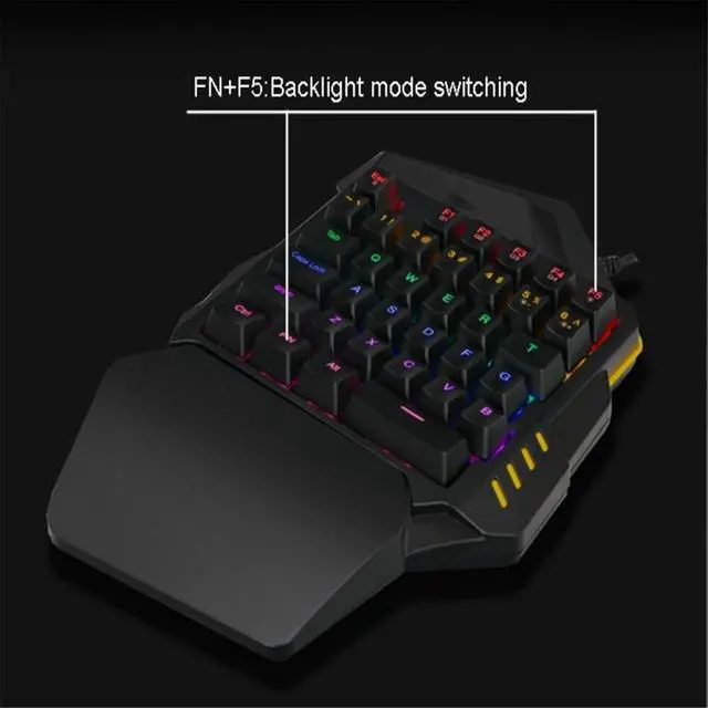 Alt view image 3 of 7 - Keyboard Cable Single-Hand Colorful and Tricolor Backlight Non-Mechanical Eating Chicken Game Keyboard Mobile Computer Universal