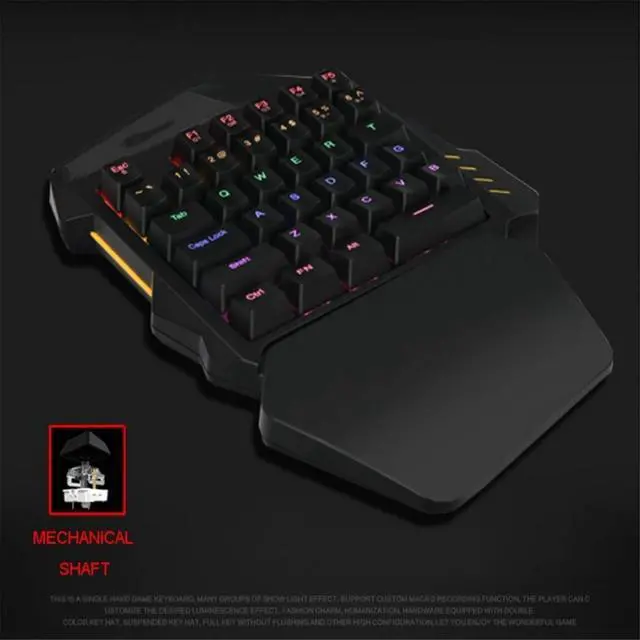 Alt view image 4 of 7 - Keyboard Cable Single-Hand Colorful and Tricolor Backlight Non-Mechanical Eating Chicken Game Keyboard Mobile Computer Universal