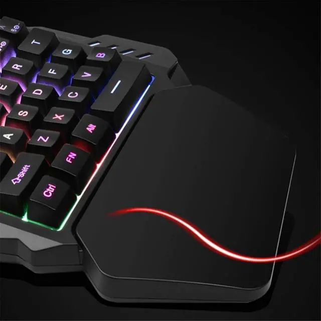 Alt view image 5 of 7 - Keyboard Cable Single-Hand Colorful and Tricolor Backlight Non-Mechanical Eating Chicken Game Keyboard Mobile Computer Universal