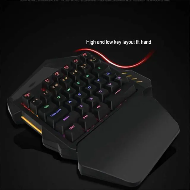 Alt view image 6 of 7 - Keyboard Cable Single-Hand Colorful and Tricolor Backlight Non-Mechanical Eating Chicken Game Keyboard Mobile Computer Universal