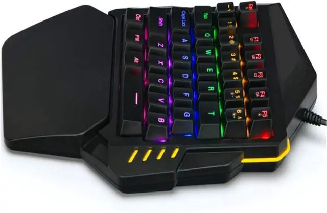 Alt view image 7 of 7 - Keyboard Cable Single-Hand Colorful and Tricolor Backlight Non-Mechanical Eating Chicken Game Keyboard Mobile Computer Universal