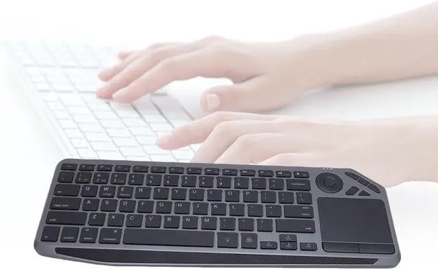 Alt view image 6 of 7 - ZJchao Wireless Touch Keyboard with Touchpad Multimedia Hotkeys 7 Color Backlit 2.4G/Bluetooth Dual Mode TV Keyboard Wrist Rest for Laptop Tablet Smart TV