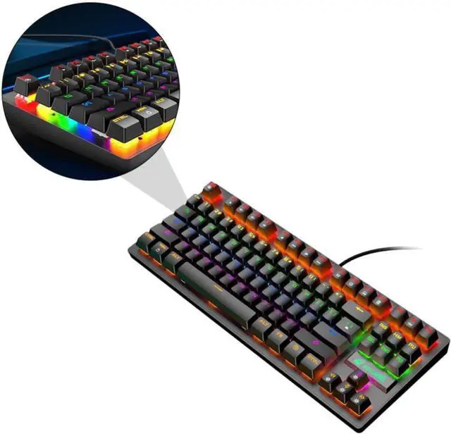 Alt view image 2 of 7 - Angoily Keyboard for Laptop Mechanical Keyboard RGB Backlight Keys USB Gaming Accessory