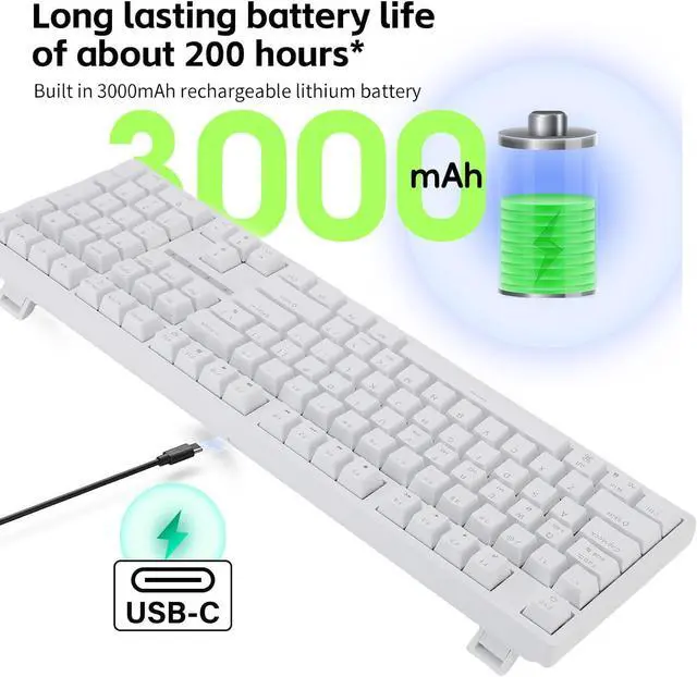 Alt view image 6 of 7 - Wireless Mechanical Keyboard, Tri Mode BT5.1 2.4GHz USB C, 108 Keys Hot Swappable Custom Keyboard with RGB Backlit, Brown Switch, for PC Tablet Phone