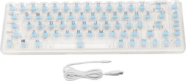 Alt view image 6 of 7 - Cute Design Mechanical Keyboard, 68 Keys Gaming Keyboard with Blue Switch, RGB Backlight, Compact Size, Ergonomic, for Victory for System, 68 Keys